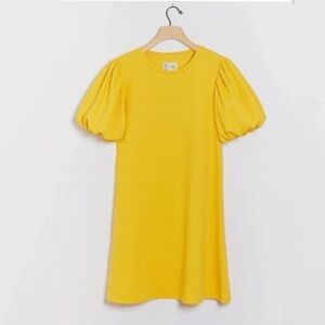 Anthropologie Saturday Sunday Yellow Sunny Day Puff Sleeve Tunic Dress Size S